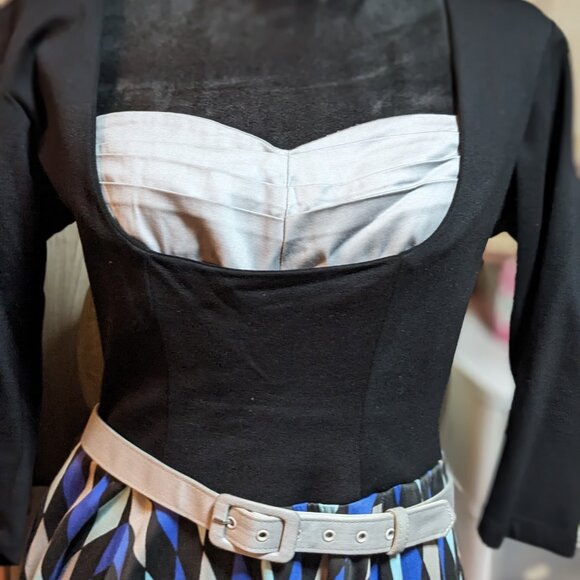 Pin Up Girl Harlquinn Ravenclaw Hoisr Black and Blue Dress - Picture 3 of 8